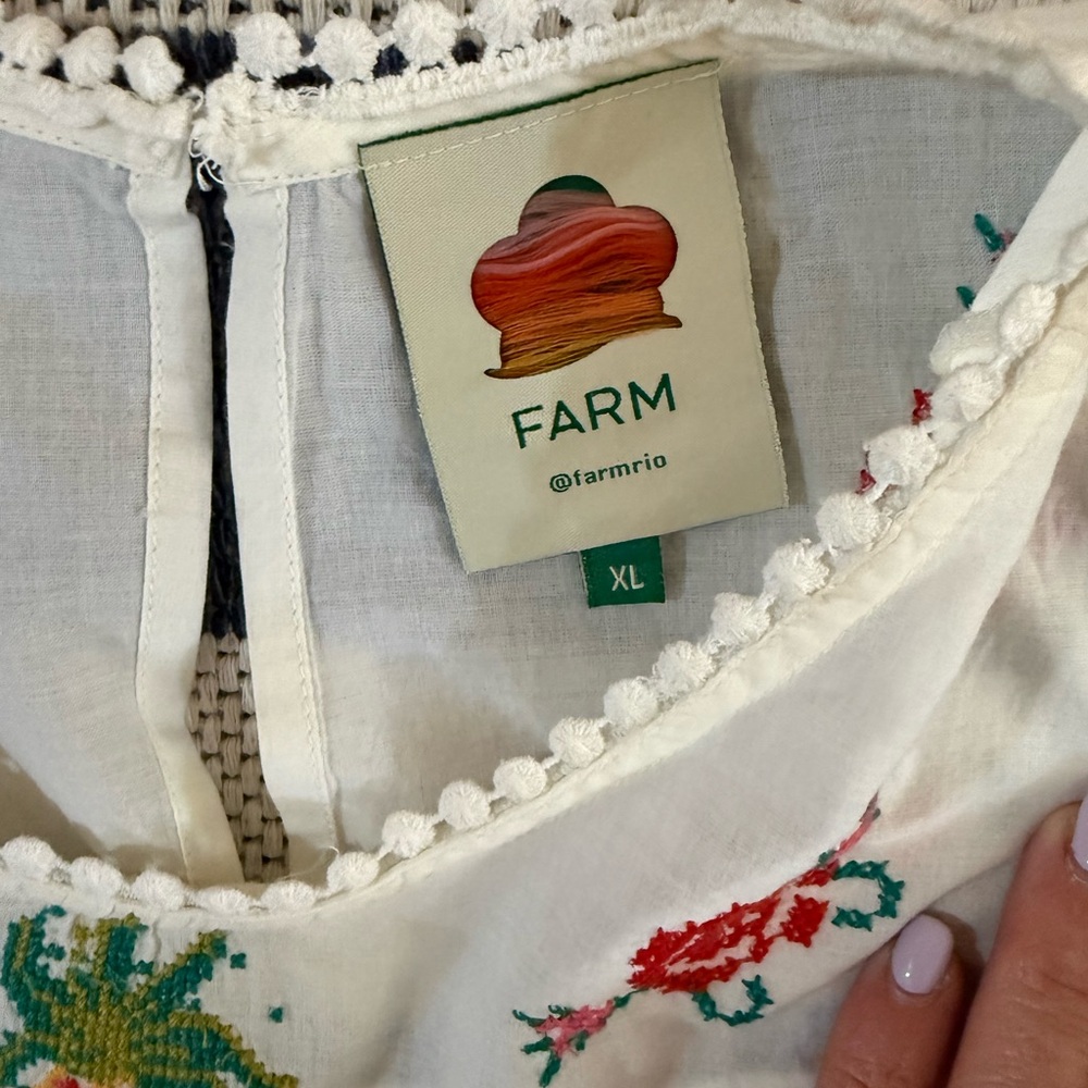 FARM Rio Floral Embroidered Blouse - White and Blue - Picture 5 of 6